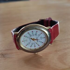 Red and Gold Oval Watch